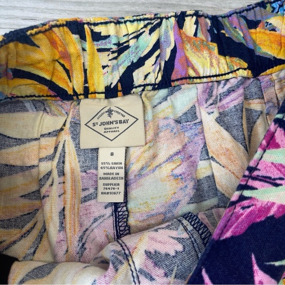 St. John’s Bay Linen Blend Wrap Skort Tropical Coastal Palm Leaf Women’s size 8 - Picture 5 of 11